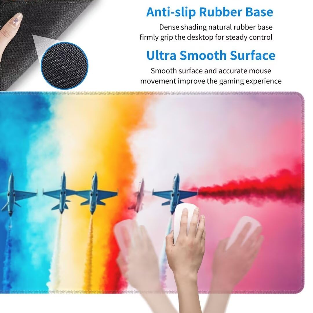 Tappetino Mouse Colorato Tappetino Mouse 1200x600 mm, Tappetino Mouse XXL Tappetino Gaming Aereo Tappetino Scrivania Grande Mousepad, Impermeabile, Base Antiscivolo Mouse Pad per Gaming Ufficio-925HDM
