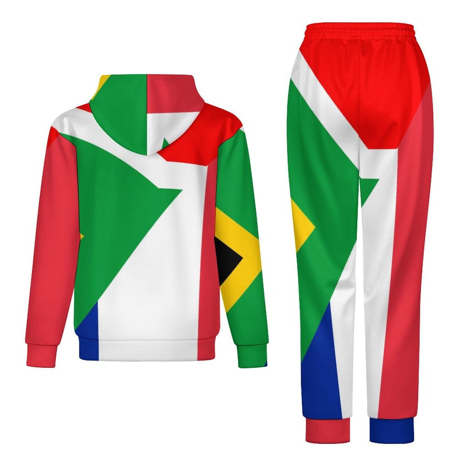 Conjunto de chándal de manga larga con capucha y pantalones deportivos de la bandera de Francia y Sudáfrica para hombre, conjunto de chándal de moda