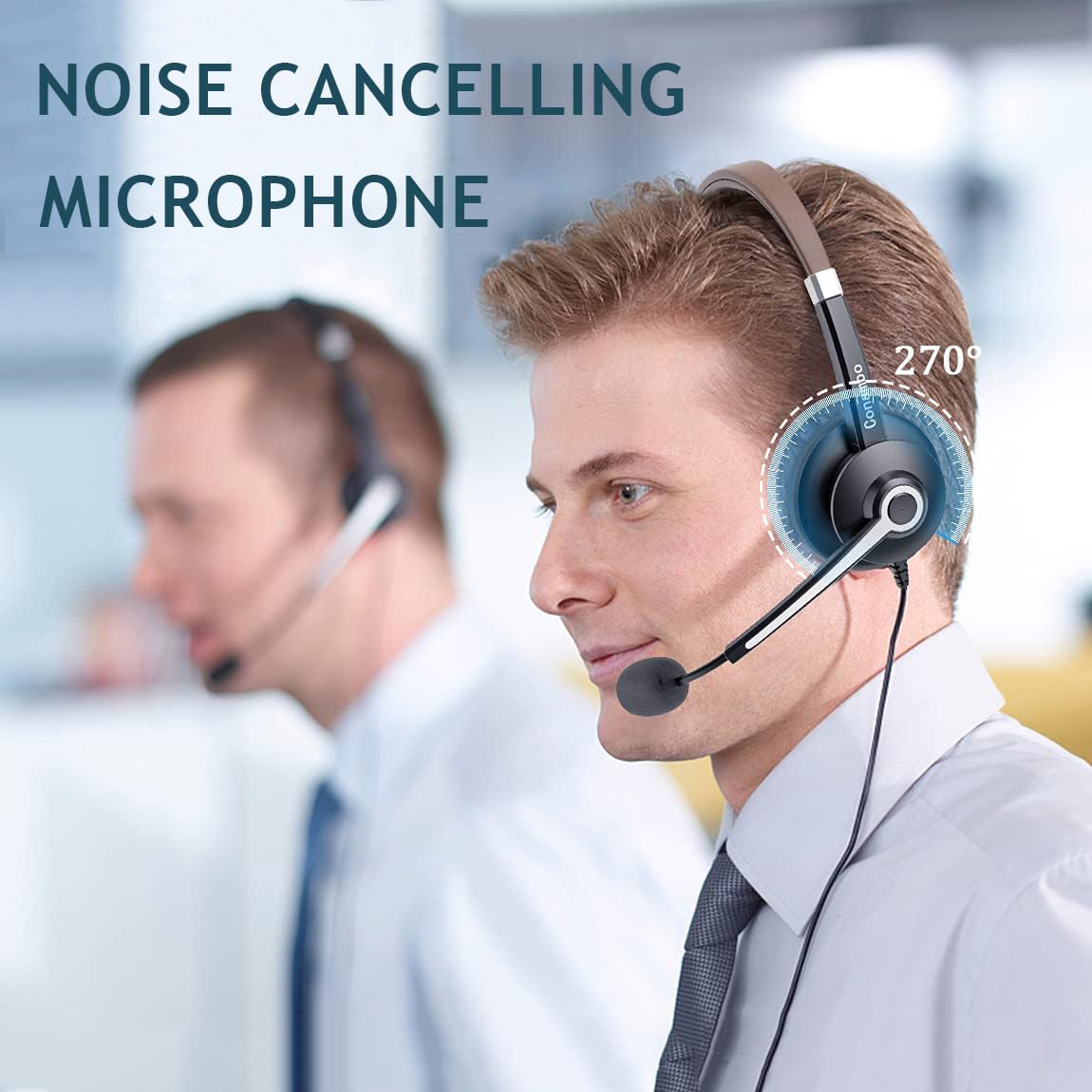 Conambo USB Wired Headset with Microphone for PC Laptop, Professional Computer Headset with Superior Sound for Calls, in-Line Controls, 3.5mm Jack/USB-A Connection, All-Day Comfort Design