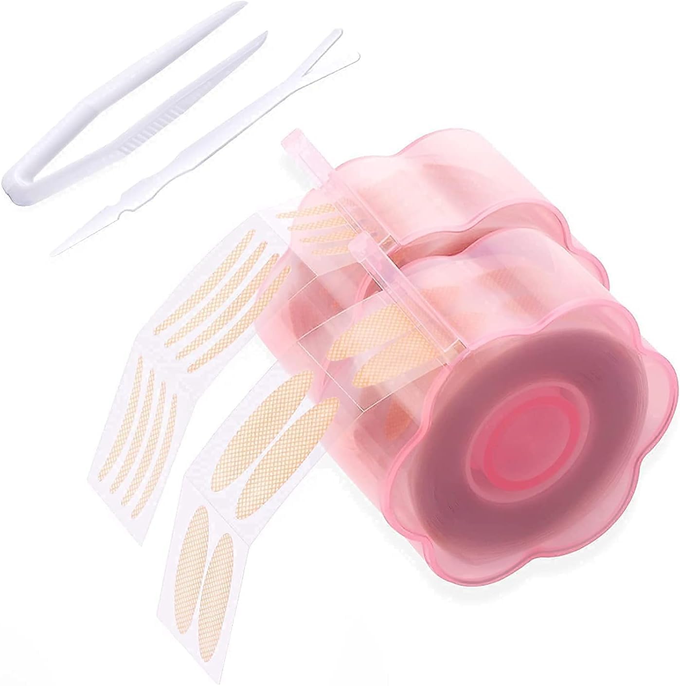 1200 Pcs Eyelid Tape, Droopy Eyelid Stickers, Eyelid Lift, Invisible Instant Double Eyelid Strips, Self-Adhesive Eye Tapes Fiber for Droopy Mono-eyelids, Big Eye Tools with Fork Rods Tweezers