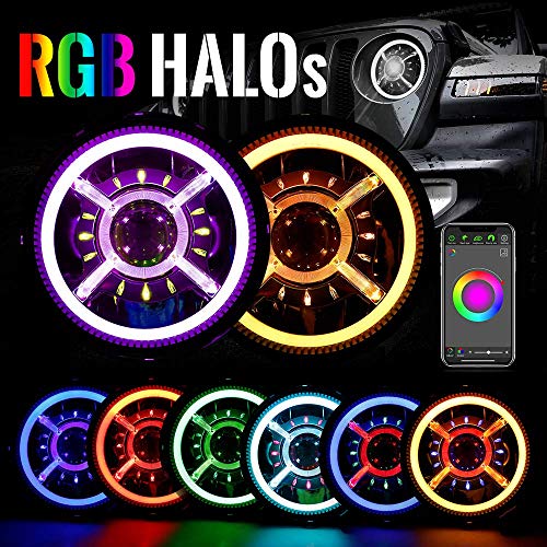 9 Inch Round RGB LED Headlights Compatible with Jeep Wrangler JL 2018 2019 Gladiator SUV Headlamps Replacement with Daytime Running Lights High Low Beam Adjustable