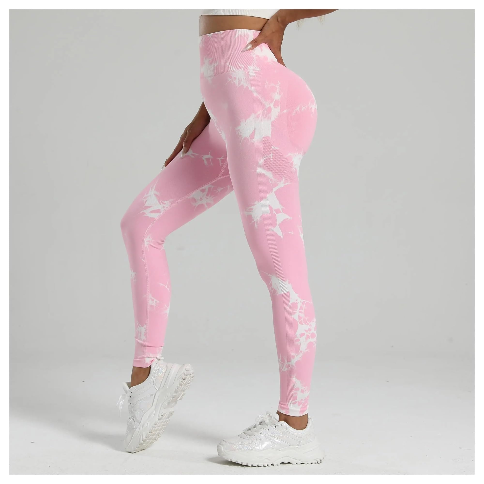 Leggings Sollevamento Calzamaglia da Yoga Atletica Senza Cuciture Pantaloni da Jogging Elastici da Allenamento Leggins for Esercizi(Black,L)