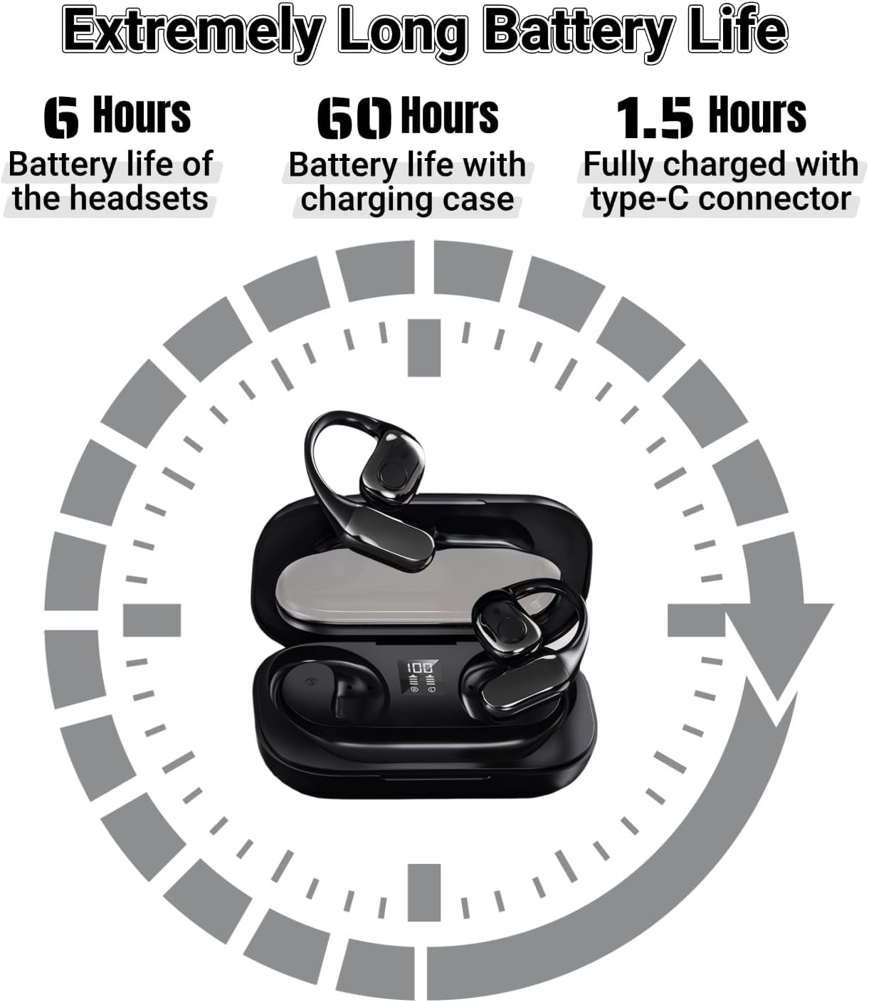 Battery life information for ObigaVc T23 earbuds
