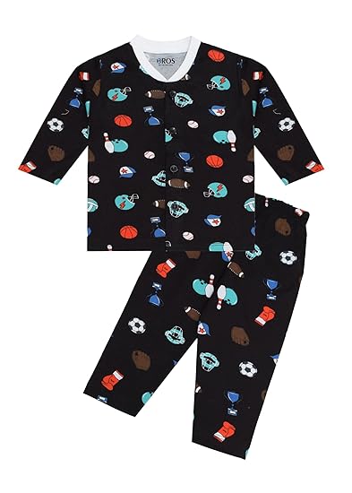 3 Bros Bodysuit/Dress for Boys/Girls Full Pajama & Casual Full Sleeves Night Suit Top Combo Kids Set