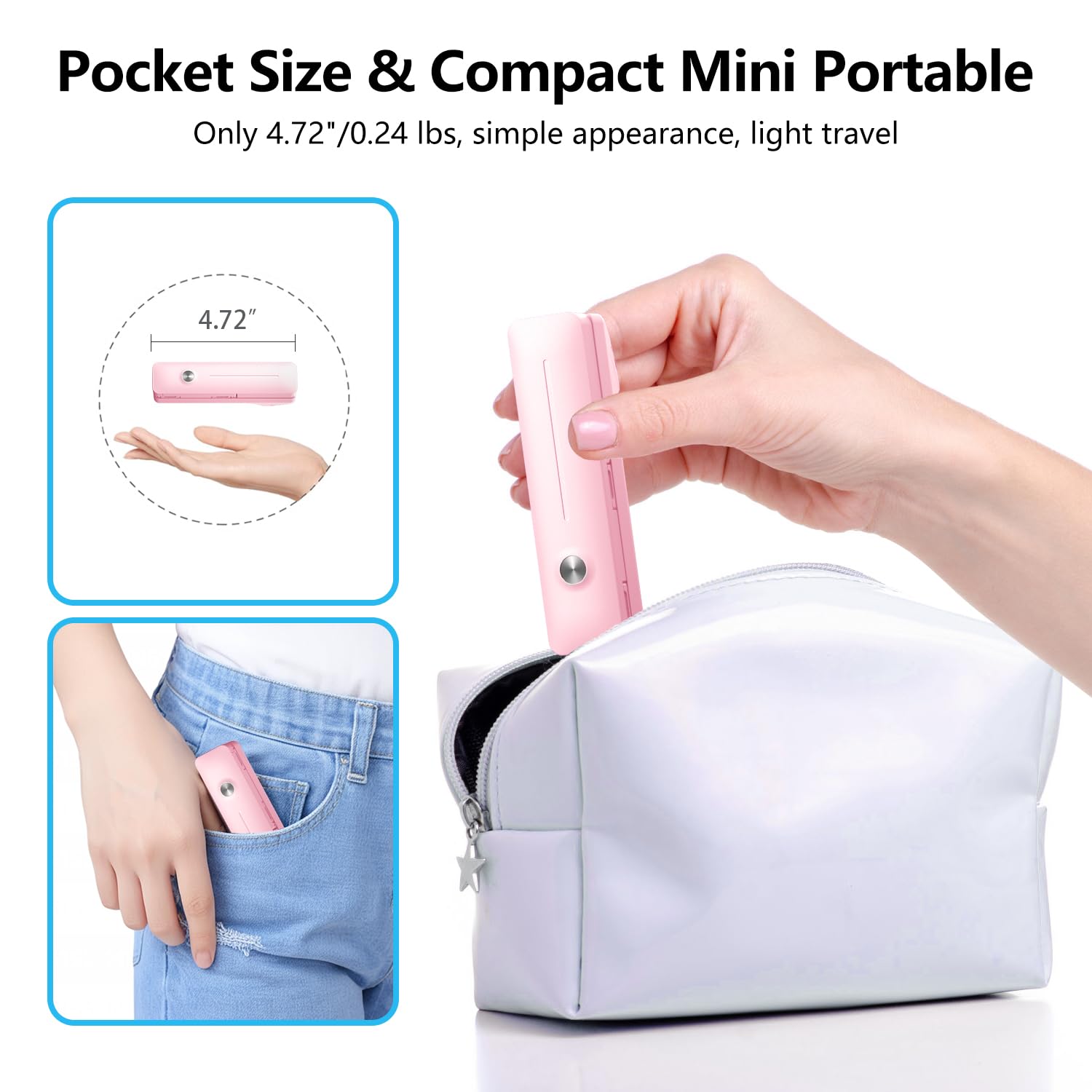 yAyusi Mini Selfie Stick Estensibile, Selfie Stick Portatile Tascabile con Telecomando, Supporto per Cellulare Compatto per Vlog/Registrazione Video/Streaming Live/Creazione di Contenuti (Rosa)