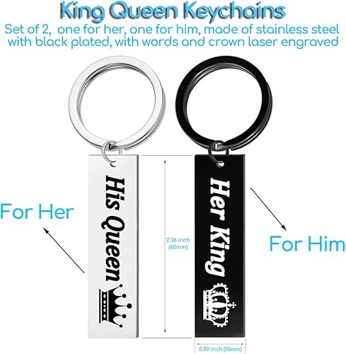 Miniatura 3 de LOZACHE Regalos de pareja para novia, novio, novia, novio, novio, juego de llaveros para su reina y su rey, aniversario de cumpleaños para ella, él,