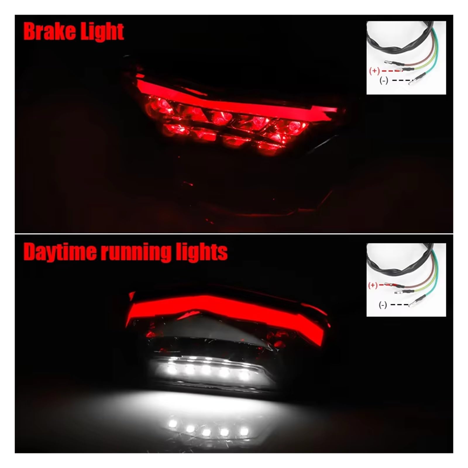 Fanale Posteriore per Moto, luci Posteriori a LED per Moto, Luce Targa Bianca, Luce Freno/Stop, luci diurne DRL per Scooter, Cafe Racer, Bobber