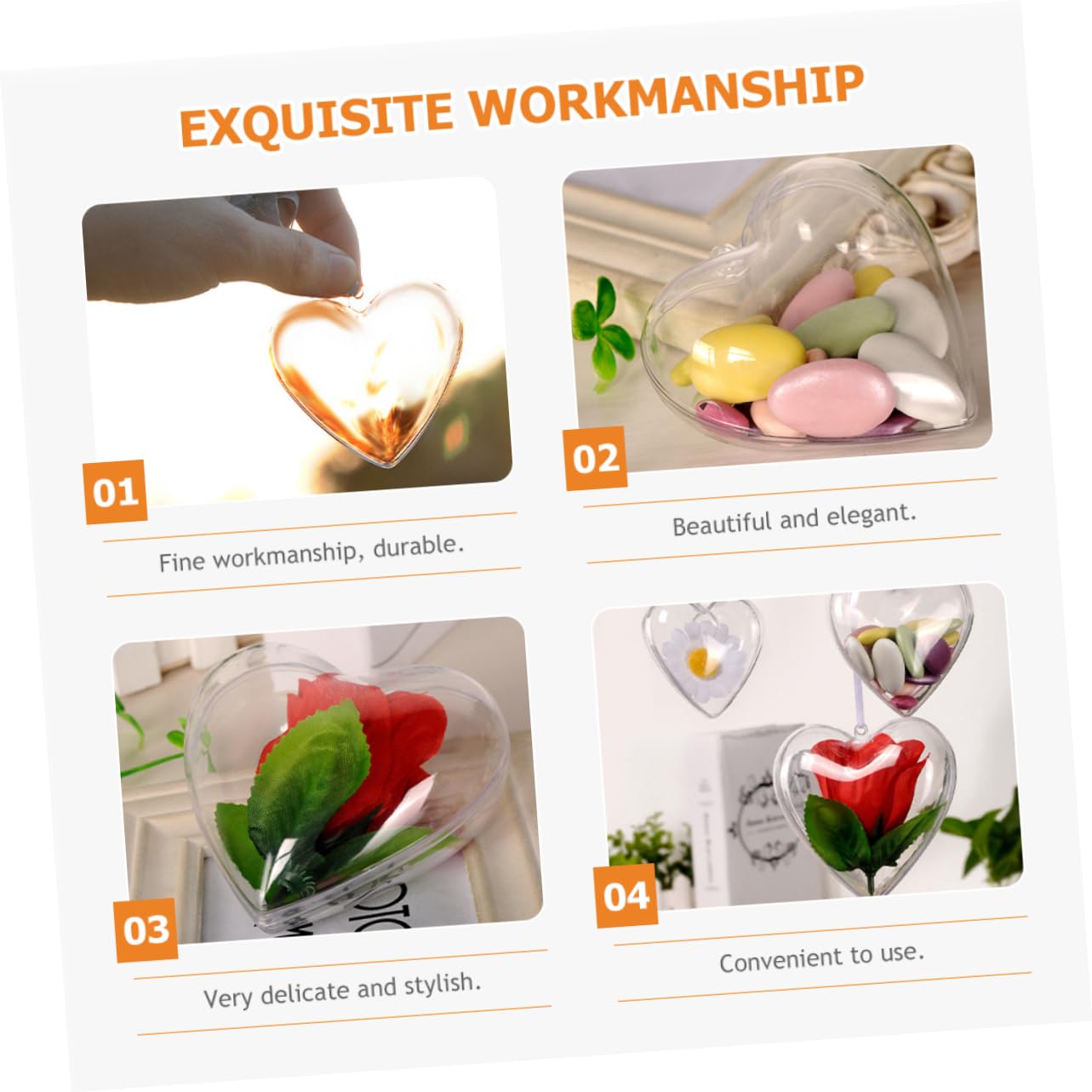 Cabilock 50 Stück Plastikkugel befüllbare Herzkugel Klare Herzornamente zum Basteln Dekoration Weihnachten weihnachtsdeko beleuchtet innen Kunststoff-Herz-Kugel-Ornament Hochzeitsdekoration