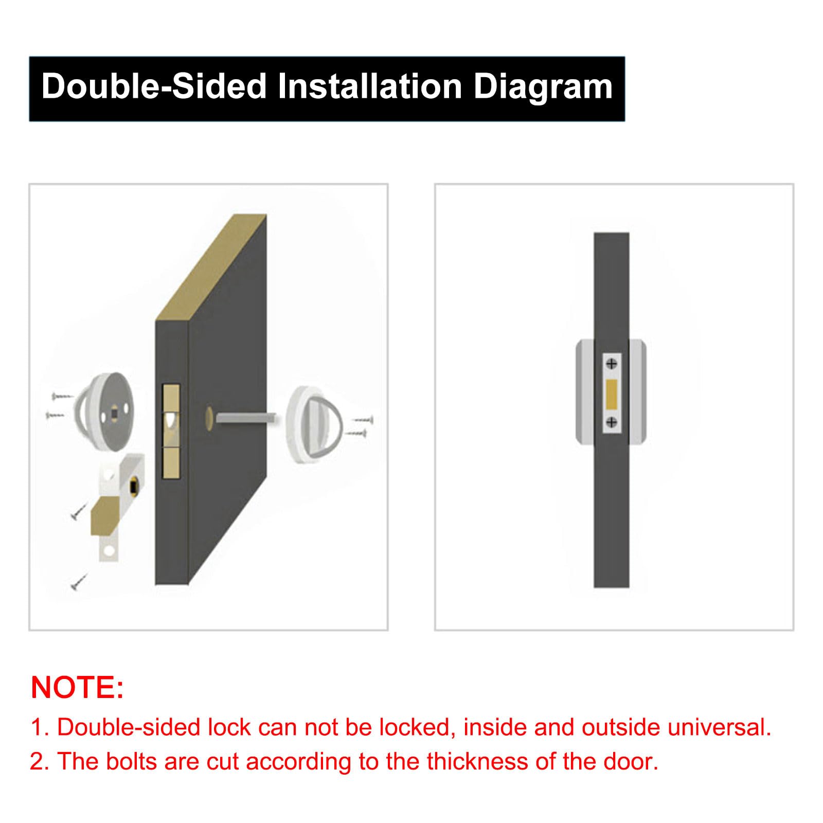 PATIKIL Redondo Empotrada Puerta Cerradura Inoxidable Acero 304 Oculto Empotrado Copa Puerta Manija Muebles Tiradores Pestillo Perilla para Privacidad Bolsillo Puerta Negro