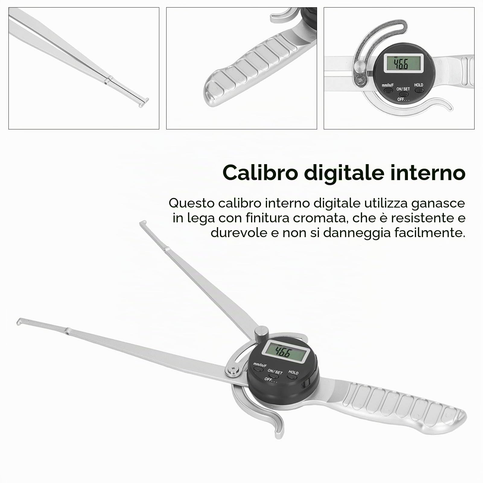 Calibro Interno Digitale, Calibro Interno Ad Alta Precisione 12,7 a 216 Mm Ampio Display Digitale LCD Strumento di Misurazione del Diametro Interno, Conversione di unità