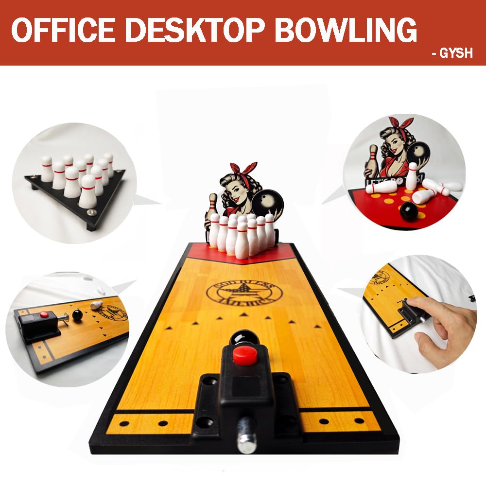 Desktop Mini Bowling Game Set For Office, Quick Ball Loading And Tabletop Bowling Alley With Ball Launcher , Equipped With Bowling Balls Accessories?Stress-Relieving Desk Toy Gift For Adults