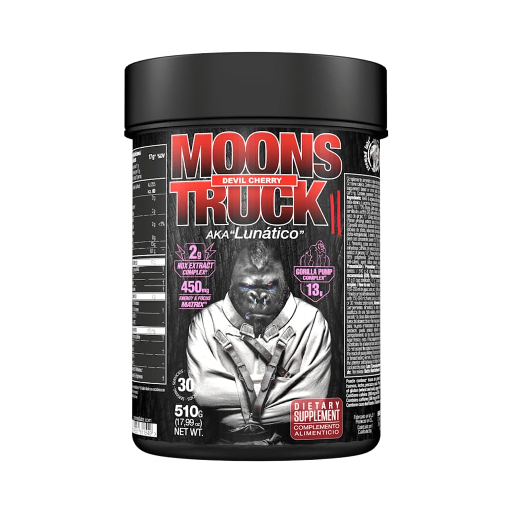 ZOOMAD LABS - Moonstruck II, Polvos Pre Entreno, Suplemente para Deportistas, Pre Workout en Polvo, con Cafeína, Citrulina y Extractos Vegetales - 510 g, Sabor Devil Cherry