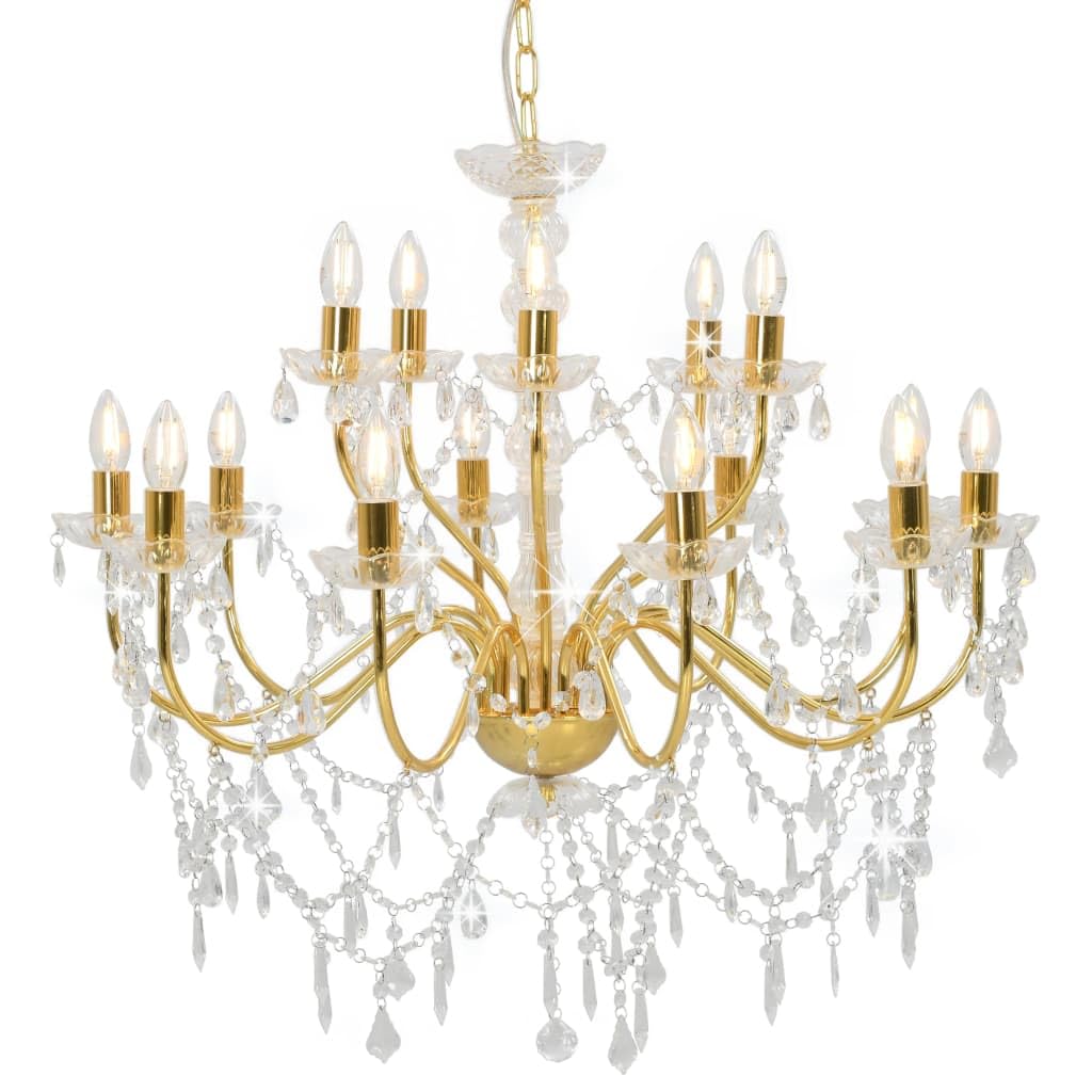 Lustre doré 2 couches 15 ampoules idéal pour éclairer grand salon