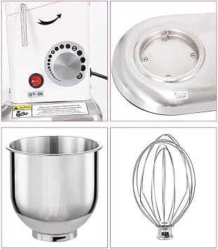 Commercial Dough Mixer,50qt Stand Flour Mixer,Double Action Dual Speed,with Dough Cutter,Electric Food Stand Spiral Mixer,110V-5L