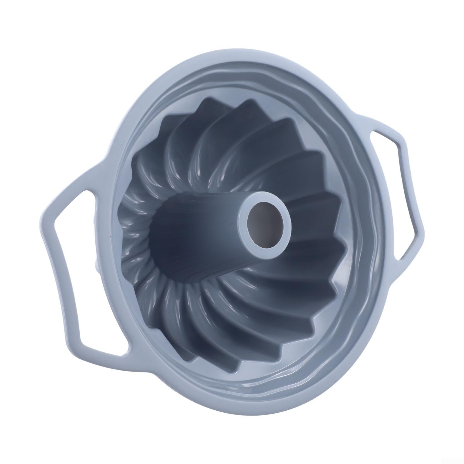 QOXEZY Silikon Kuchenform mit für griff 32x25cm Antihaft Backform hitzebeständig für Kuchen Brot Muffins Ofen Mikrowelle Spülmaschine Blau Grau(grey)