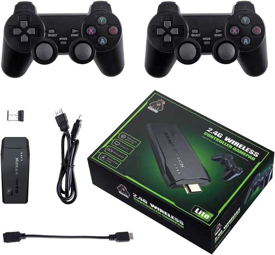 Eacam Wireless Game Console 2.4G HD Arcade PS1 Home TV Mini Game Console U Bao Retro Game Console Wireless Gamepad Controller 64G (new package)
