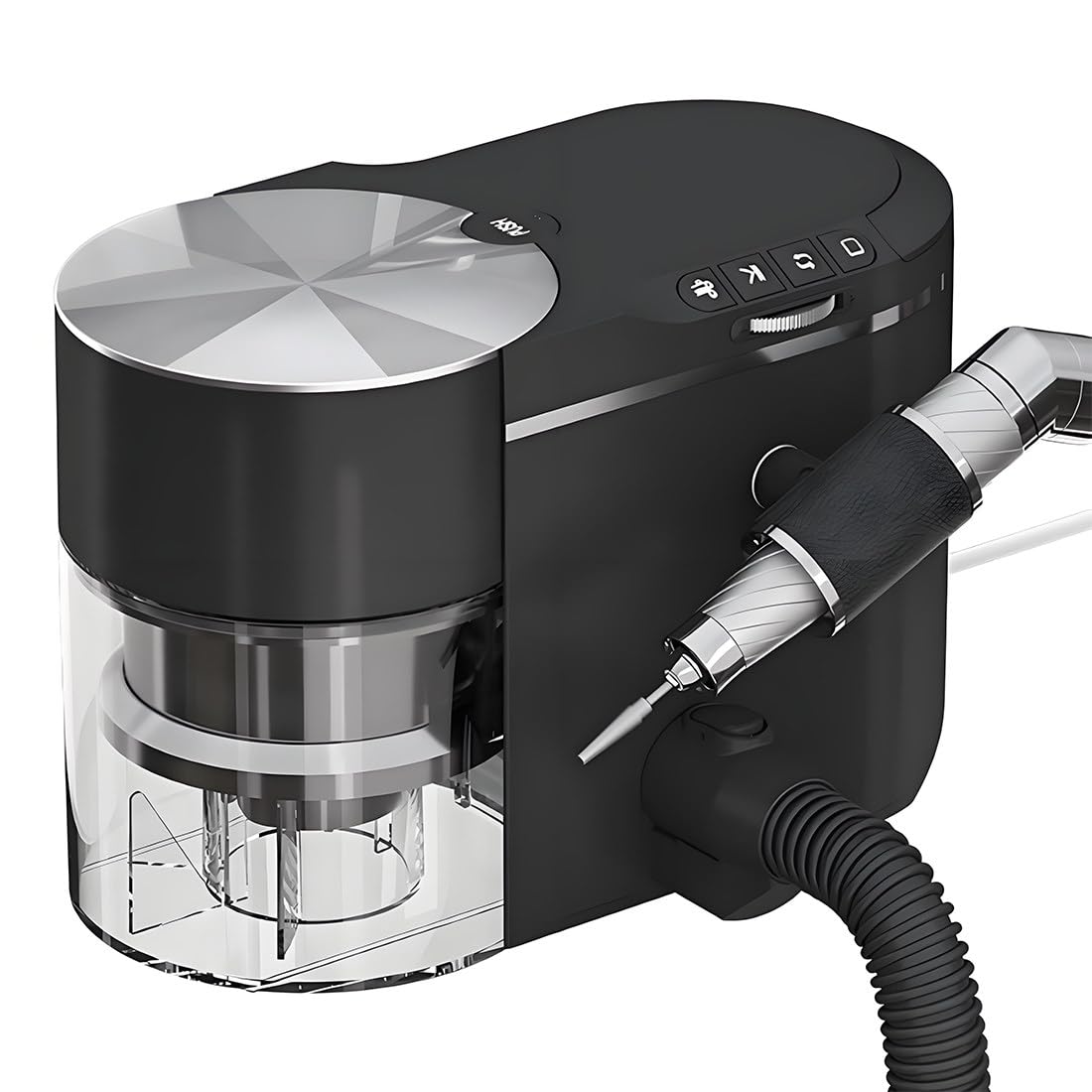 DPDZSW Electric Nail Drill Dust Collector 2-in-1,Professional Nail Vacuum Cleaner Nails Drill File Kit,Portable Nails Polisher with Extension Hose,30000 RPM Brushless Motor,for Manicure Black