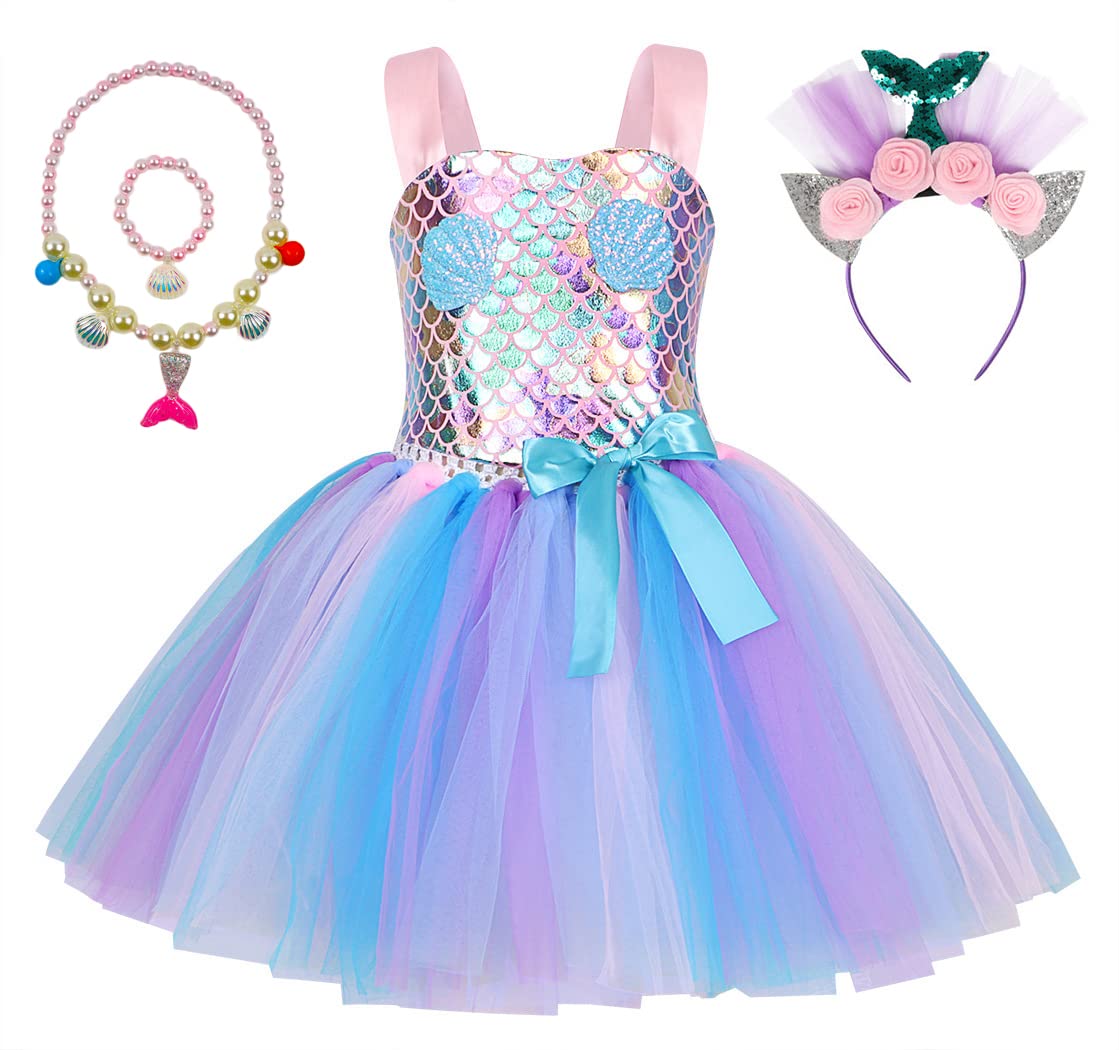 Costume Da Sirena Principessa Per Bambina - Vestito Ariel Con Accessori, Per Halloween E Feste - Foto 4