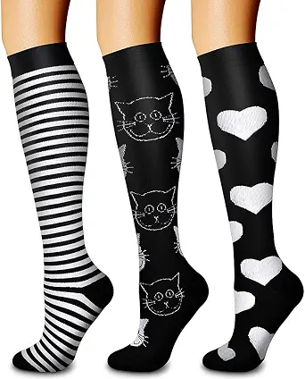  Compression Socks for Women & Men Circulation (3 Pairs) 15-20 mmHg is Best Support for Athletic Running Cycling