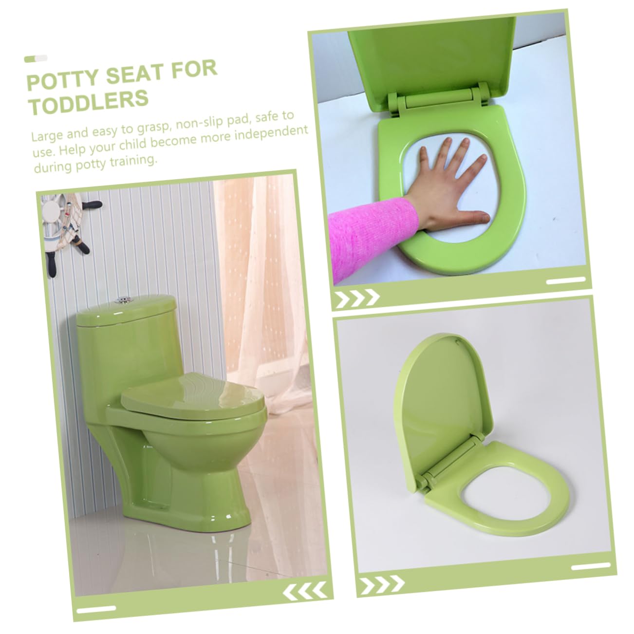 Amosfun Sedile Wc per Bambini per L'addestramento al Vasino, Coprisedile Antiscivolo in Pp Spesso e Resistente, Colore Verde Chiaro, per Potty Training e Viaggi