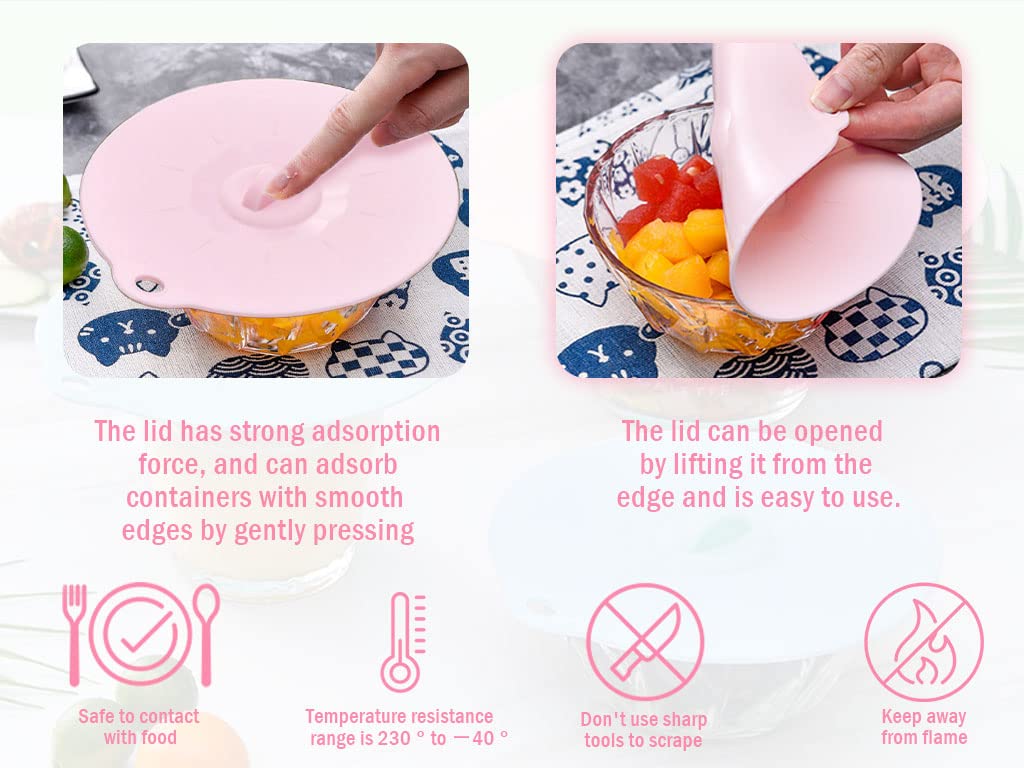 Tapas De Silicona Elásticas Para Microondas – Set De 5 Tamaños, Con Ventosa, Para Cubrir Bowls, Platos Y Tazas