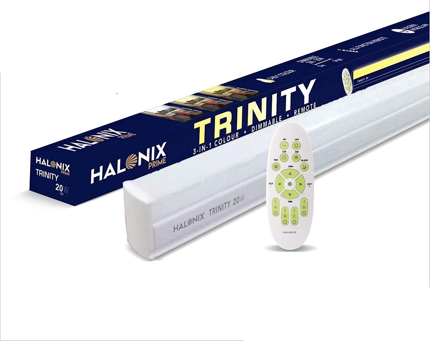 Halonix Prime 20-watt 4 feet 3 in 1 Colour dimmable Remote led Batten tubelight, Pack of 1,