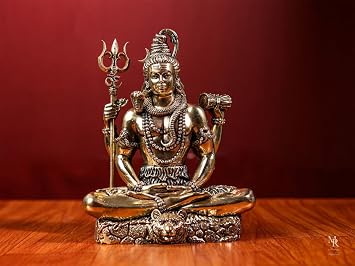 Premium Brass Shiva Statue, 18 cm Premium Brass Mahakal Statue Lord Shiva for Home Altar Decor | Mahashivratri Pooja Idol | Shiva in Meditation Mudra | Housewarming Gift | Diwali Gift