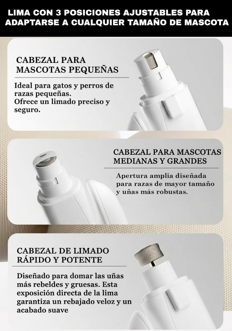 LED PetNail Pro System | Cortauñas Perro y Gato 2 en 1 con Luz LED | Lima Uñas Eléctrica Silenciosa | Cortador Uñas Perros y Gatos Recargable USB
