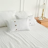 Vista 16 de Simple&Opulence - Juego de funda de edredón 100 % lino, 2 piezas con cierre de botón de coco, de lino francés lavado, color liso, suave