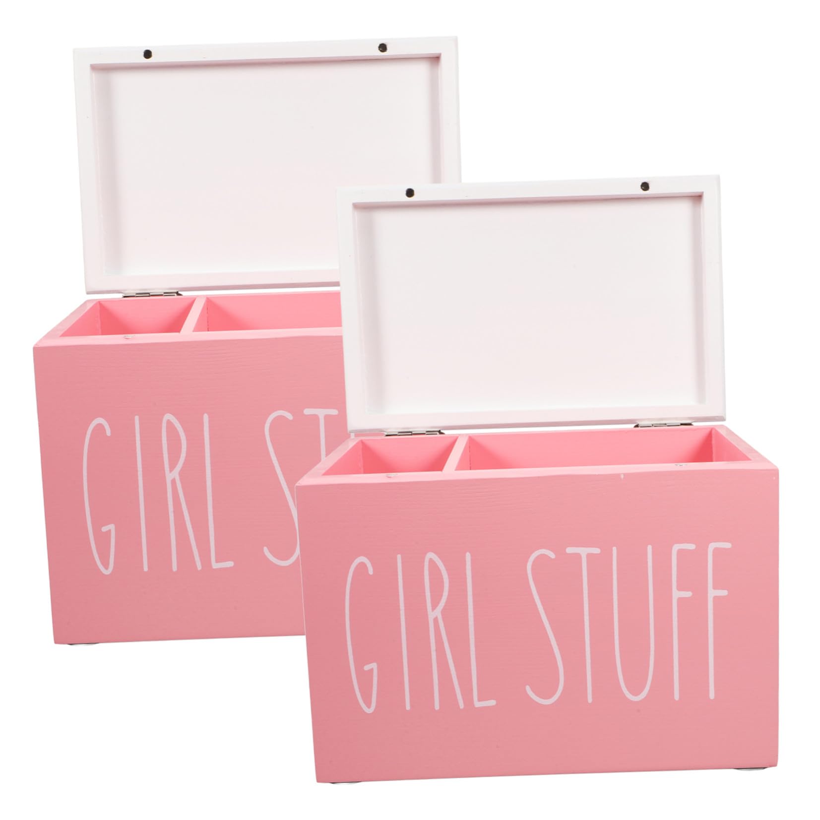Beaupretty 2 Stück Holz Tamponbehälter mit Deckel, Rosa, für Badezimmer