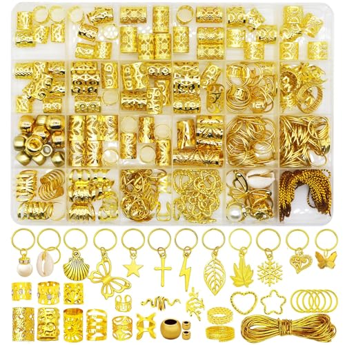 300 Piezas Accesorios de Joyas de Cabello Doradas para Trenzas