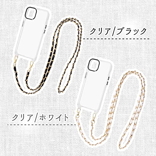 デジタルアルキミスト iPhone 14 ケース/iPhone 13 ケース クリア ハイブリッド ケース ショルダー ストラップ 付き スマホ ショルダー クリア ケース x ホワイト ストラップ