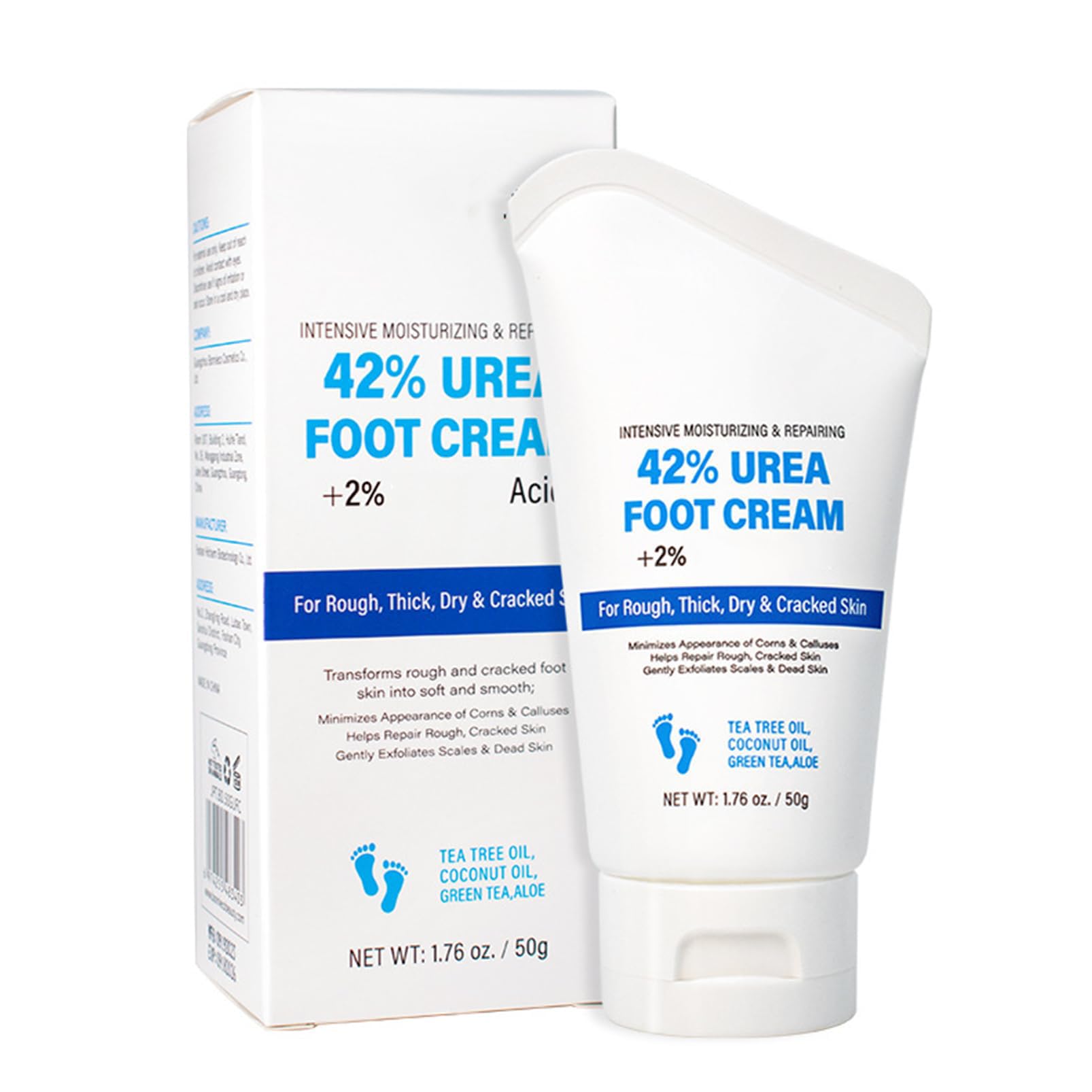 Urea 42% Foot Cream, 50g Callus Remover For Dry And Hard Skin, Cracked Heel Repair Cream For Feet and Hand Urea Cream Foot Care With 2% Acid for Hand, Foot and Body