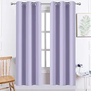 Yakamok Grommet Room Darkening Thermal Insulated Blackout Curtains Window Panels for Bedroom Width 38 Inch by Length 72Inch Lilac Two Curtain Panels
