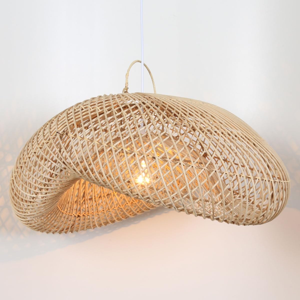 Casa Moro Rattan Lampe LUNA S aus Natur Rattan & Eisen handgefertigte Boho Chic Pendelleuchte moderne Hängelampe LP007-S