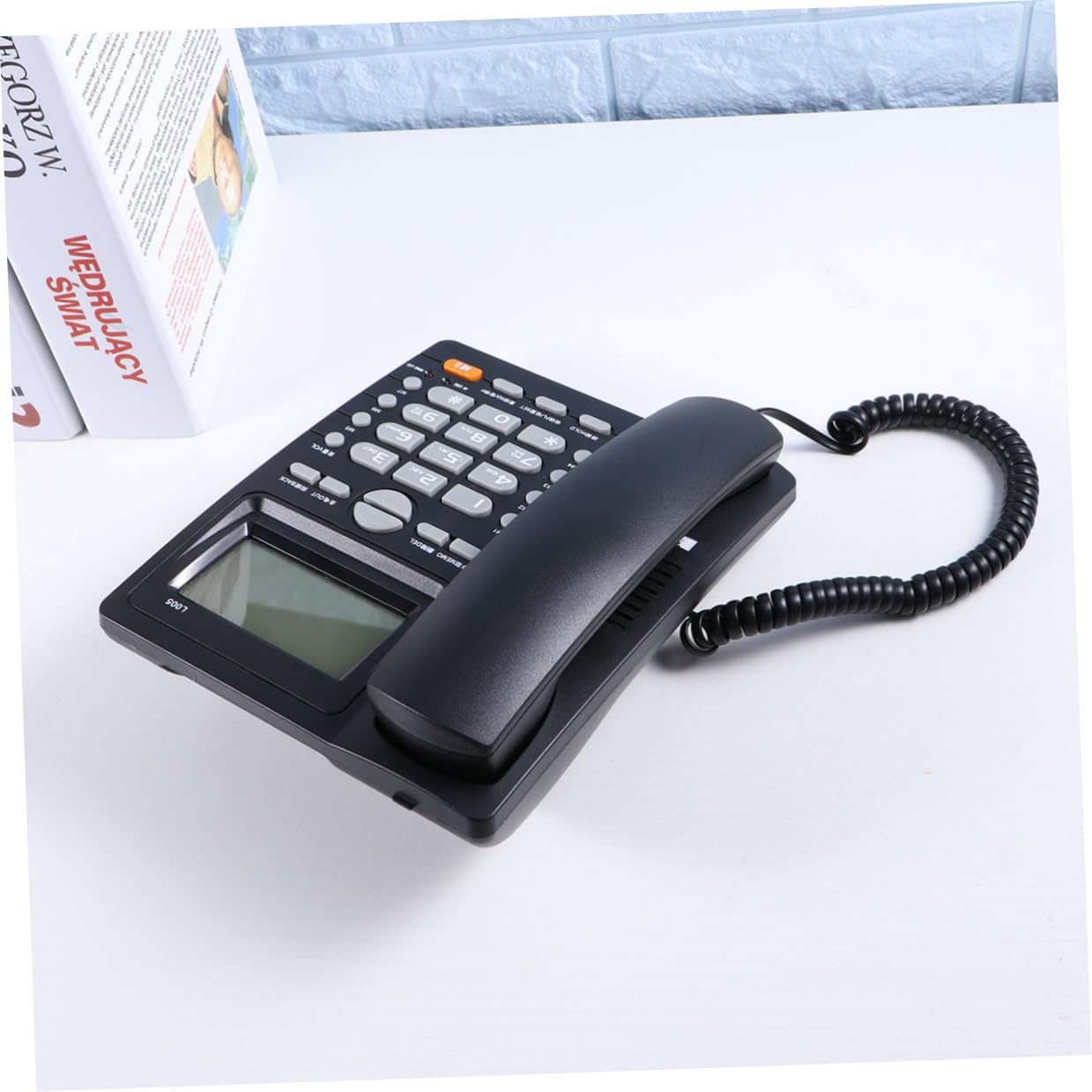 HEMOTON Telefono Fisso da Ufficio Business Nero in Plastica | Display Data e Settimana in Reale, Memoria Musicale Integrata, per Negozio e Ospedali