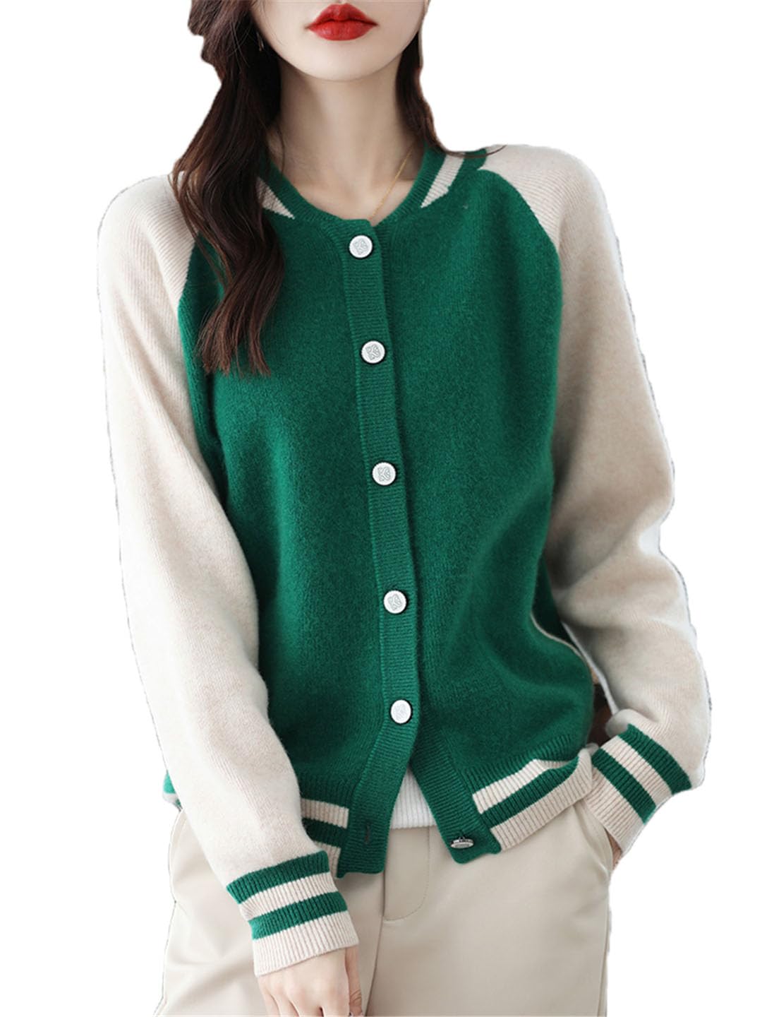 Cárdigan De Lana De Manga Larga para Mujer, Chaqueta De Punto con Cuello En V, Parte Superior Suelta Informal