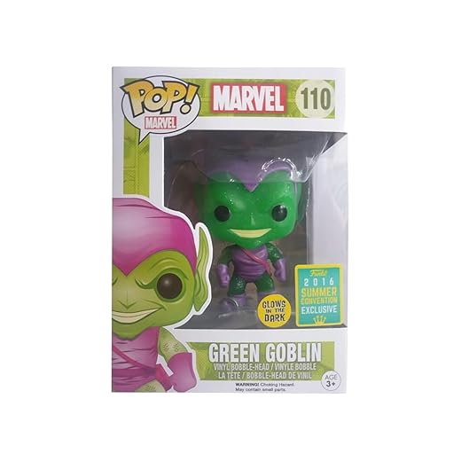 Funko Pop Marvel Translucent Glitter Glow Green Goblin With Glider Sdcc 2016 Exclusive Figure