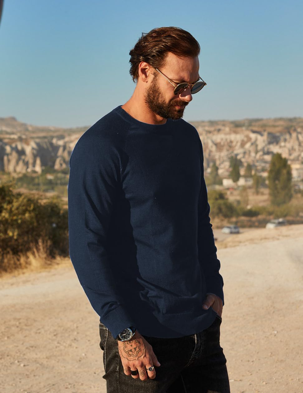 COOFANDY Maglioni per Uomo Pullover a Maglia Maglioncino Girocollo Sweater a Maniche Lunghe Caldo Maglione Lavorato a Coste
