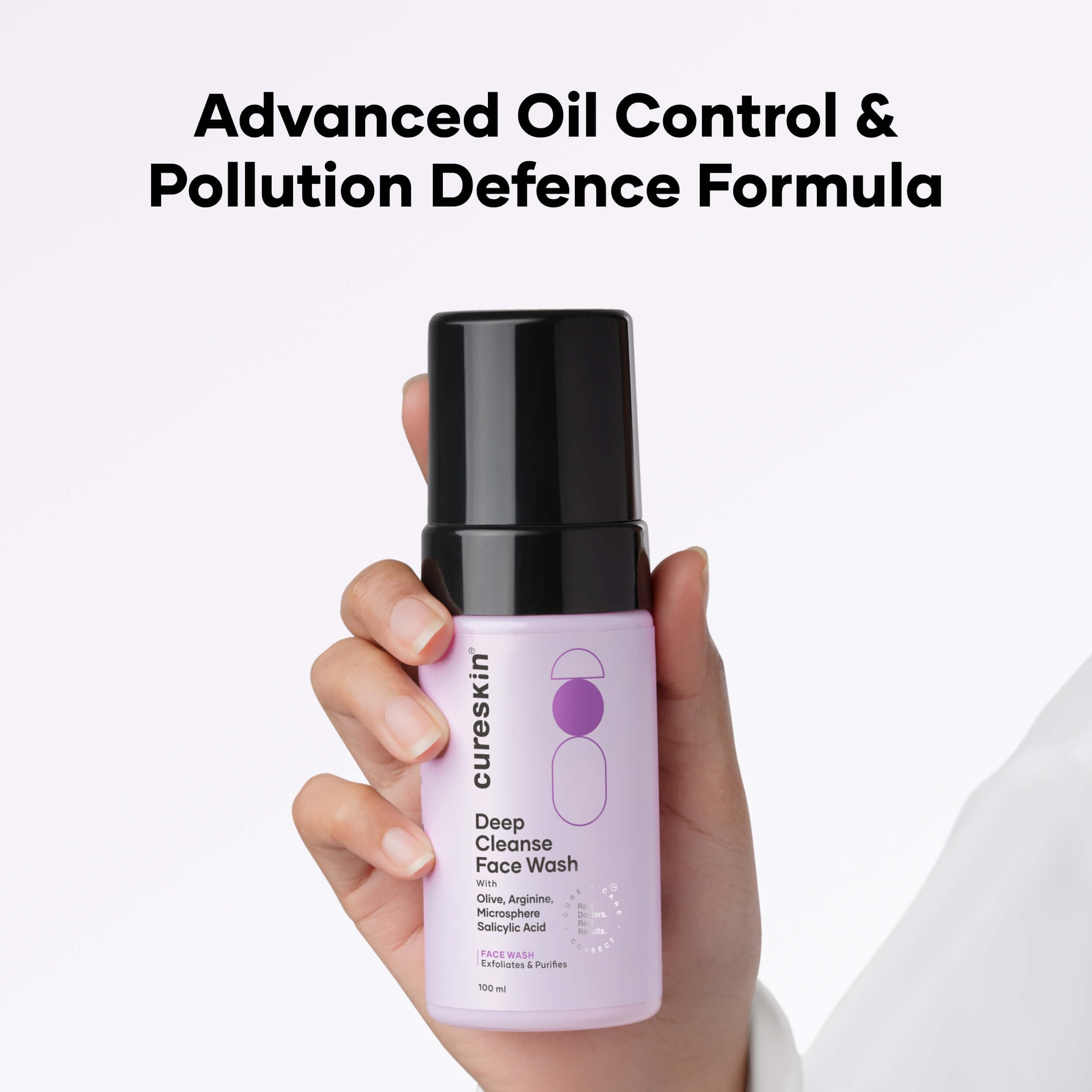 Cureskin Detergente per il viso per la pulizia profonda, per pelli grasse, miste, inclini all'acne, per uomini e donne, contiene AHA – BHA detergente viso con acido salicilico, acido glicolico, aloe,