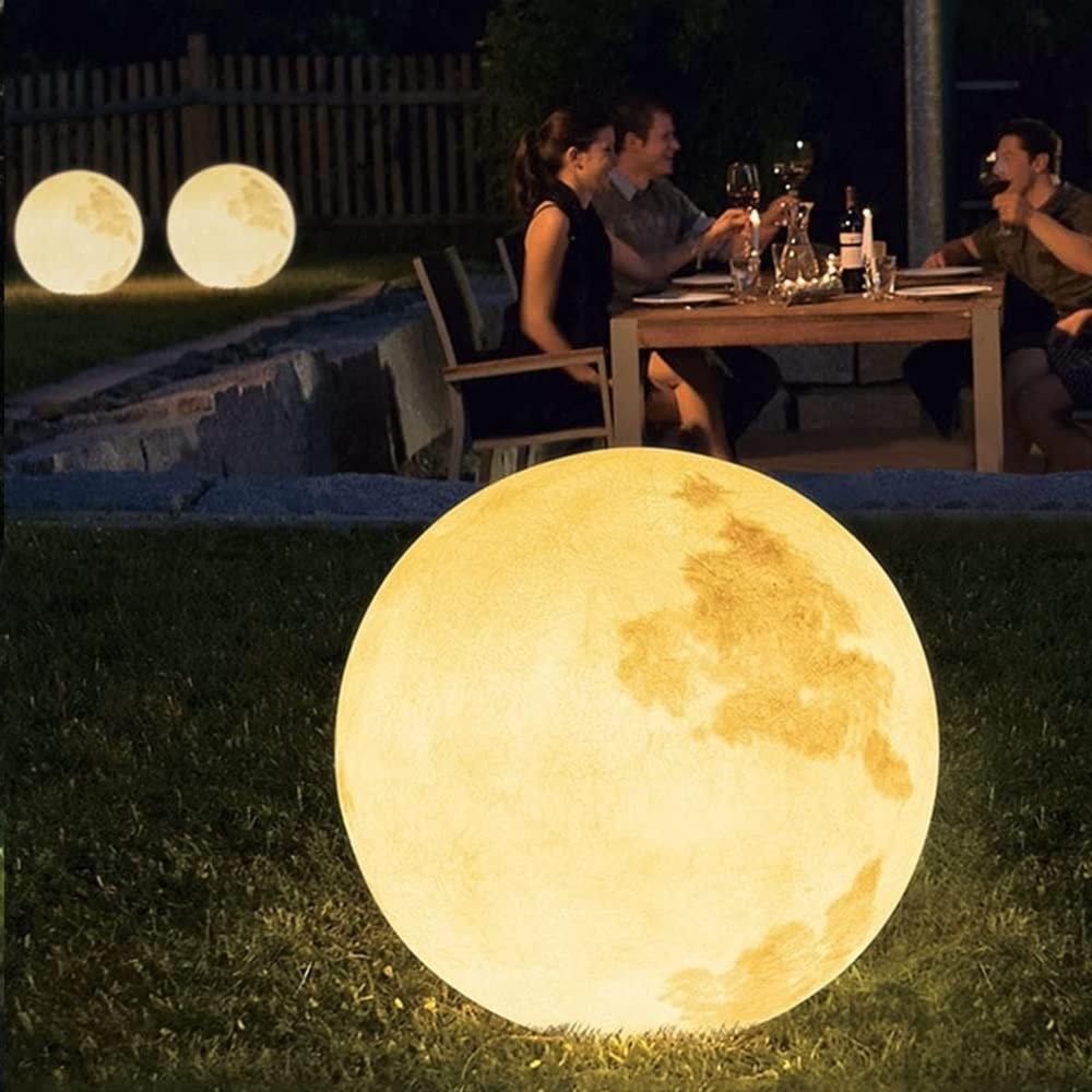 Nowoczesna lampa ścienna LED na zewnątrz, dekoracyjna lampa 3D w kształcie księżyca, możliwość ponownego napełnienia i ściemniania, idealna do ogrodu, trawnika, jadalni lub
