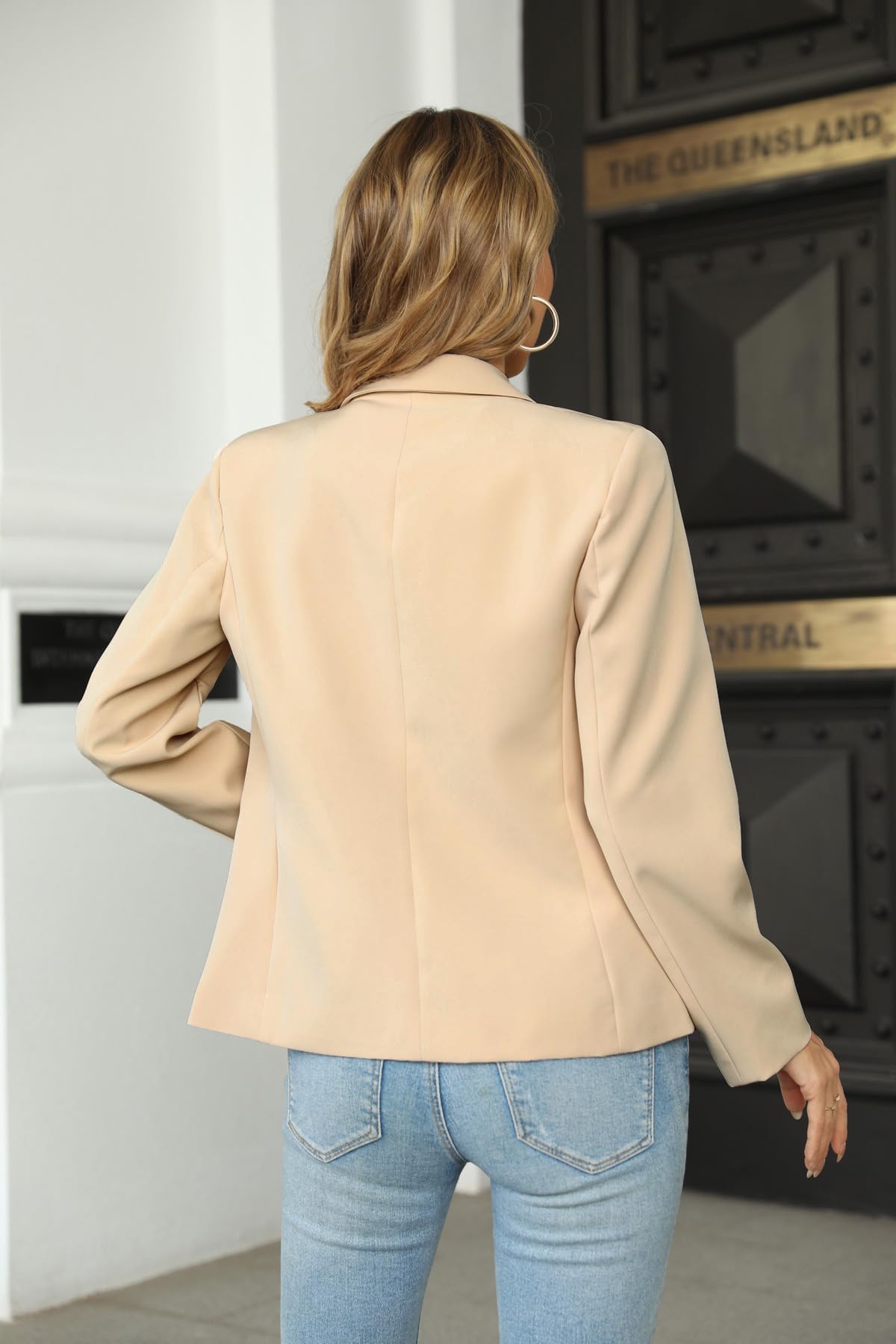 Cicy Bell Chaqueta de mujer casual de manga larga con solapa, chaqueta de trabajo para oficina