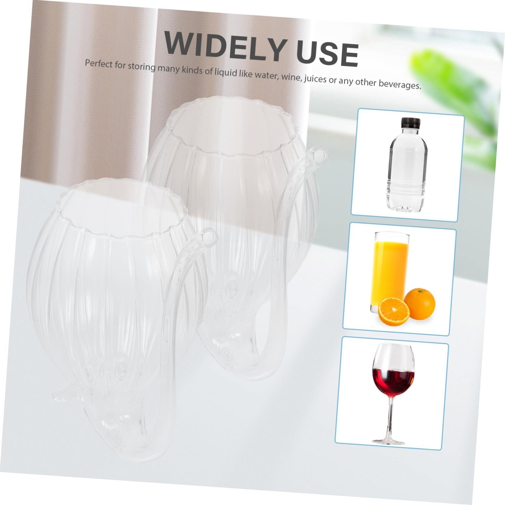4 szt. Kreatywne, żebrowane szklane kubki do picia z wbudowaną słomką 300 ml w stylu wampira na koktajle, przyjęcia winne, bary