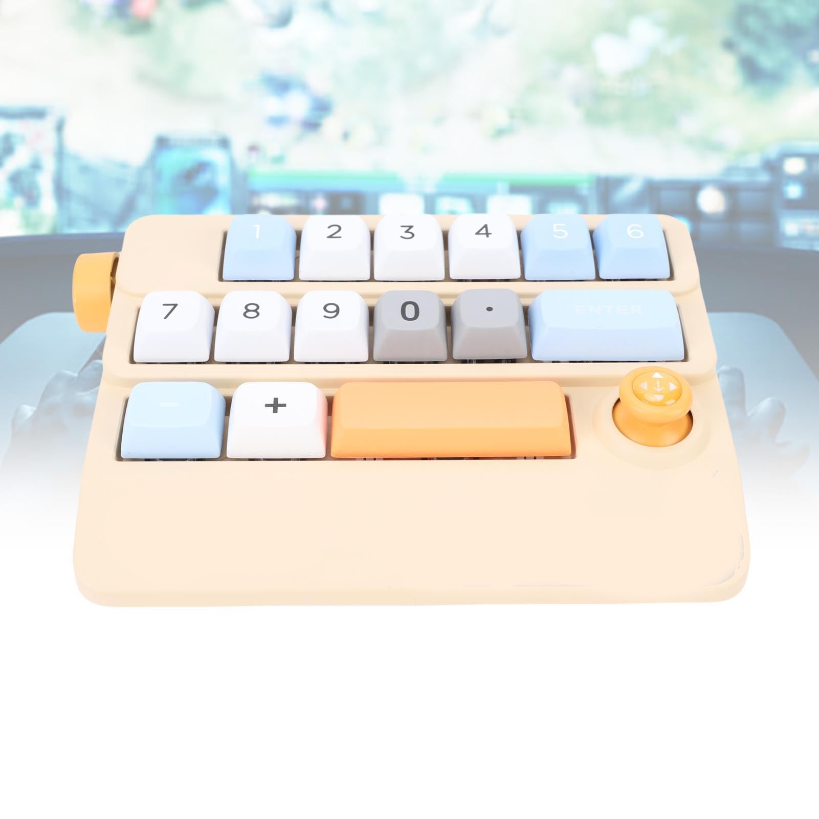 Pavé Numérique Mécanique, 19 Touches, Clavier Numérique Programmable Macro échangeable à Chaud avec Contrôle par Joystick et 12 Modes D'éclairage, PC Portable, Jeu, Dessin, (Yellow)