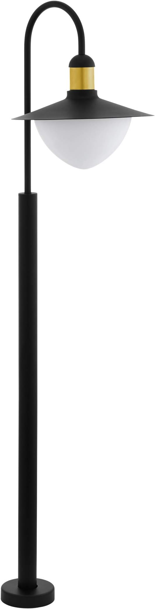 EGLO EGLO Outdoor lamp Sirmione, 1-light outdoor lamp, floor lamp of galvanized steel, glass: white, opal matte, color: black, gold, socket: E27, IP44