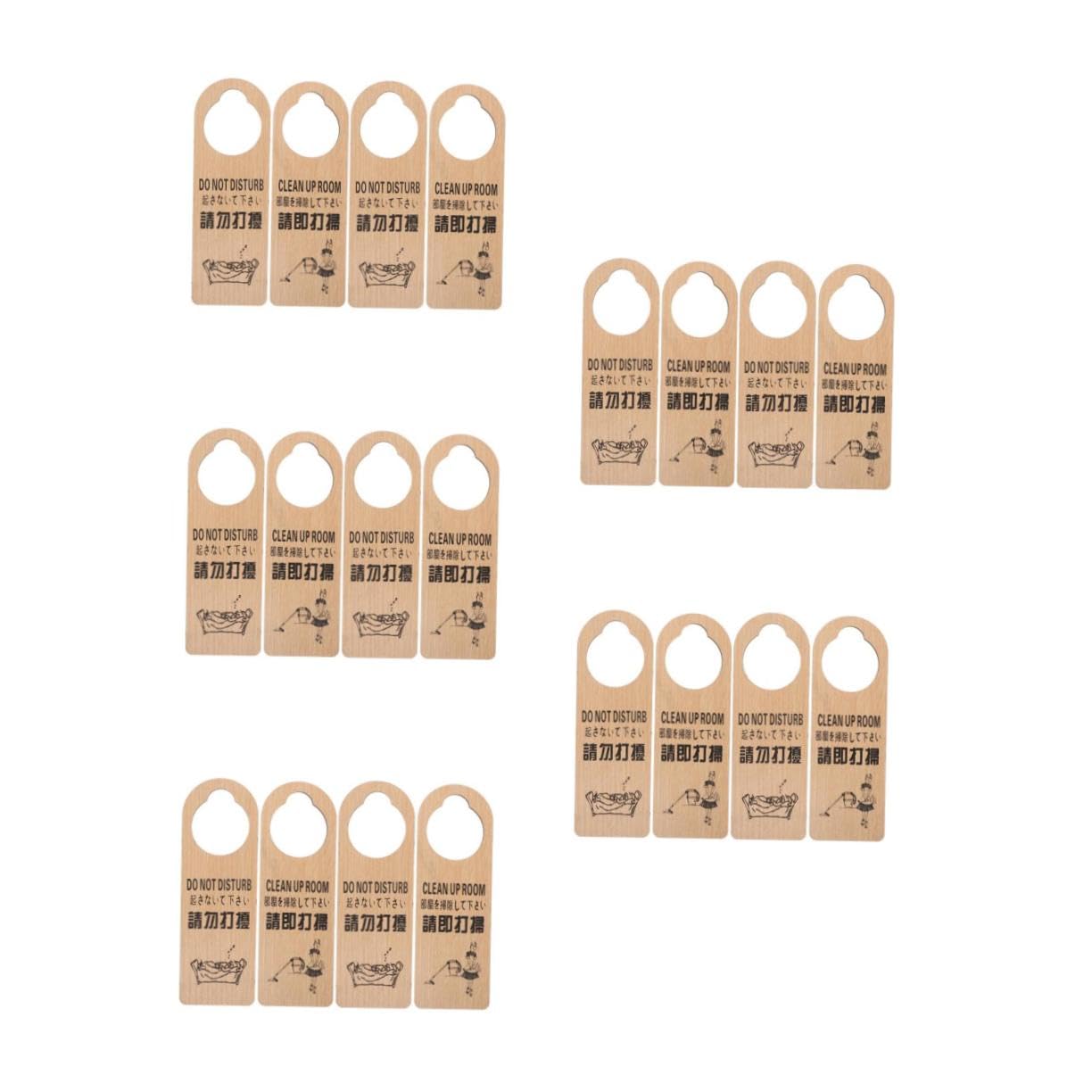 PRETYZOOM 20 Piezas Carteles de Madera para Puerta Reversibles de Estado de Habitación Doble Cara para Hotel Oficina Señal Colgante para Solicitud de Limpieza o No Molestar