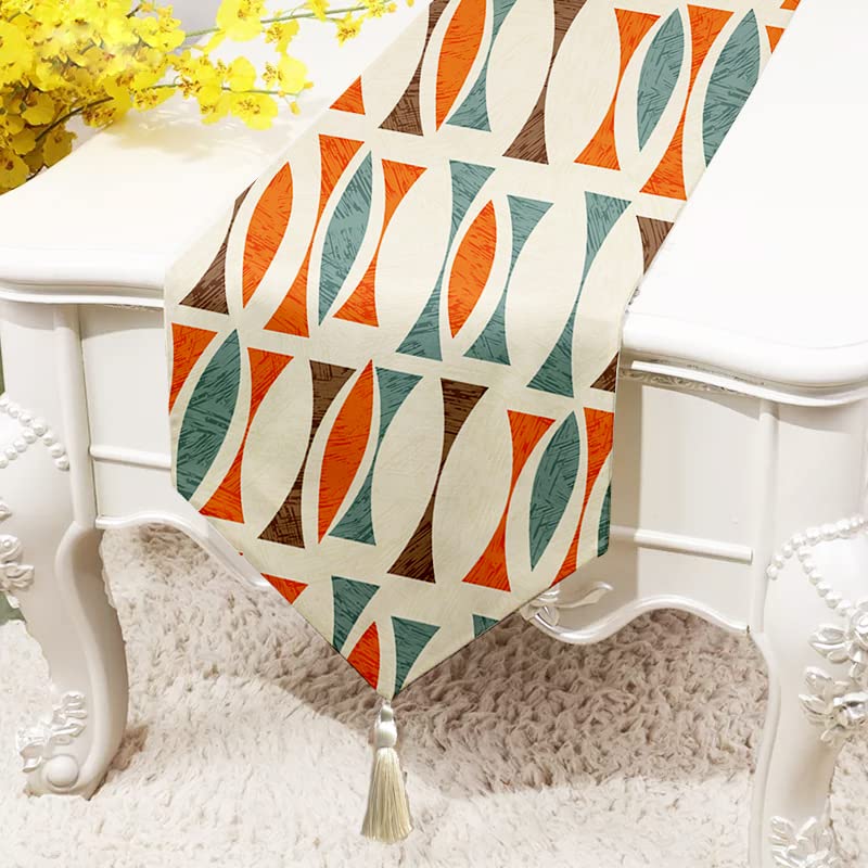 STITCHNESTGeometric Printed Poly Cotton Table Runner and Bed Runner (13 x 60 Inches with Tassel)