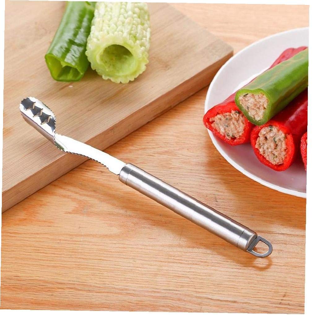 Bongles As Shown Kitchen Stainless Steel Chili Pepper Core Zucchini Cucumber Corers With Serrated Easy Remove Seeds