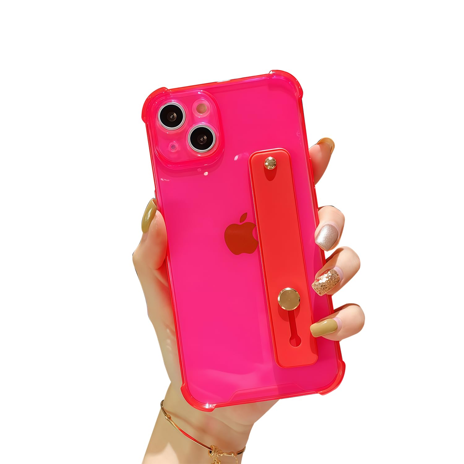 siduater Strap Case for 6.1" iPhone 14 with Wristband Kickstand, Clear Soft TPU Protective Shockproof Bumper Rugged Cover, Adjustable Hand Grip Loop