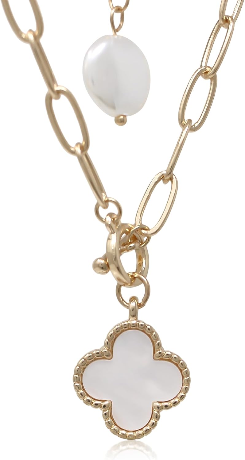 POMINA Chunky Coin Fashion Gold Necklace Trendy Statement Toggle Necklaces Women Antique Gold Coin Pendant Thick Link Chain Layered Gold Necklaces for Women